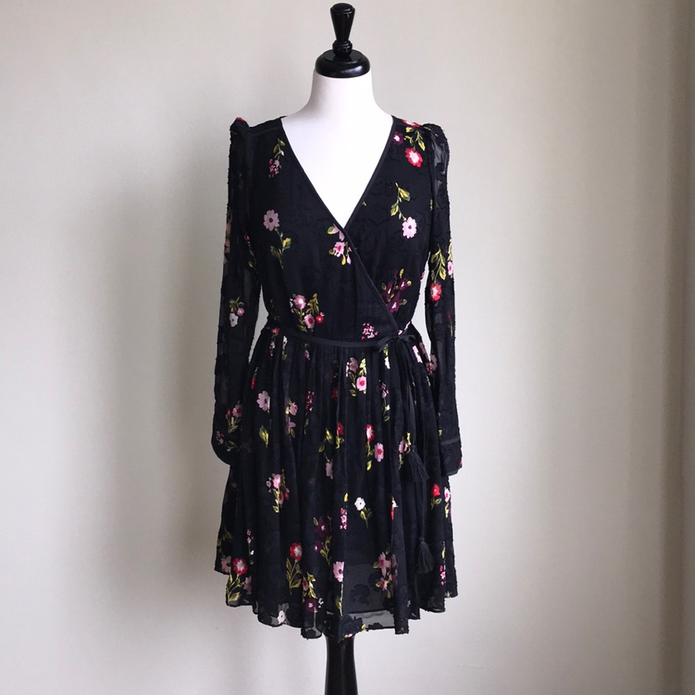 kate spade Black Floral Long Sleeve Dress